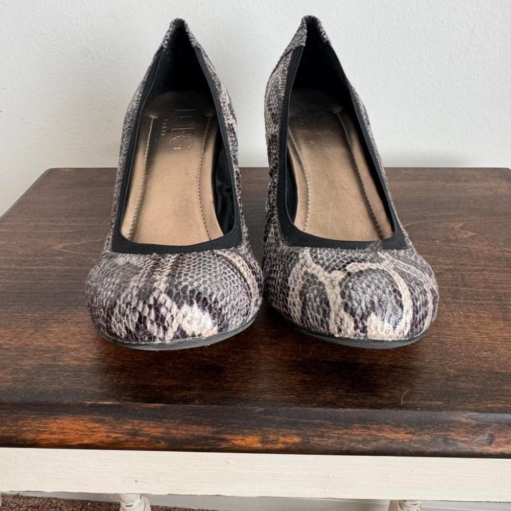Snakeskin Ballet Flat Wedge Size 9 Python Gray Bl… - image 3